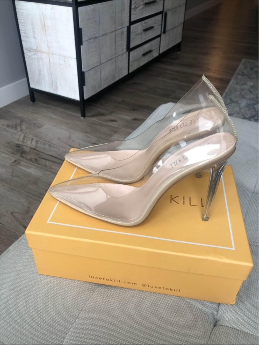 Clear Nude Pointed-Toe Stiletto Pumps
